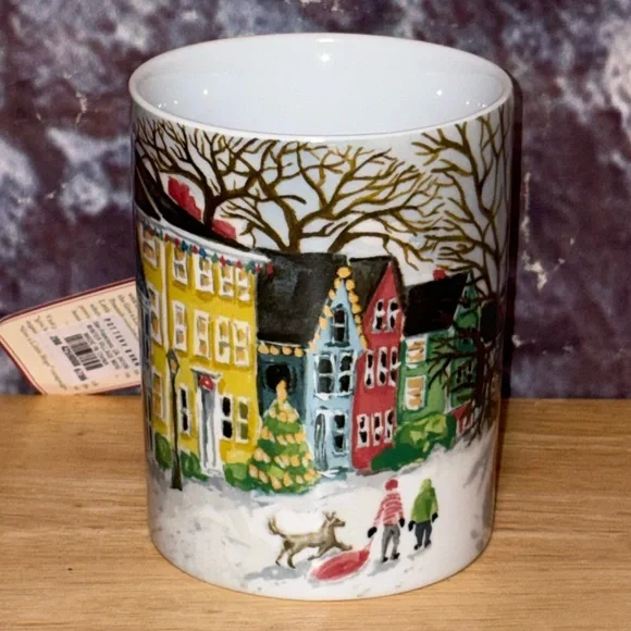 Pottery Barn Winter Village Ceramic Coffee Cocoa Mug Christmas Large 12oz NEW - Picture 2 of 9